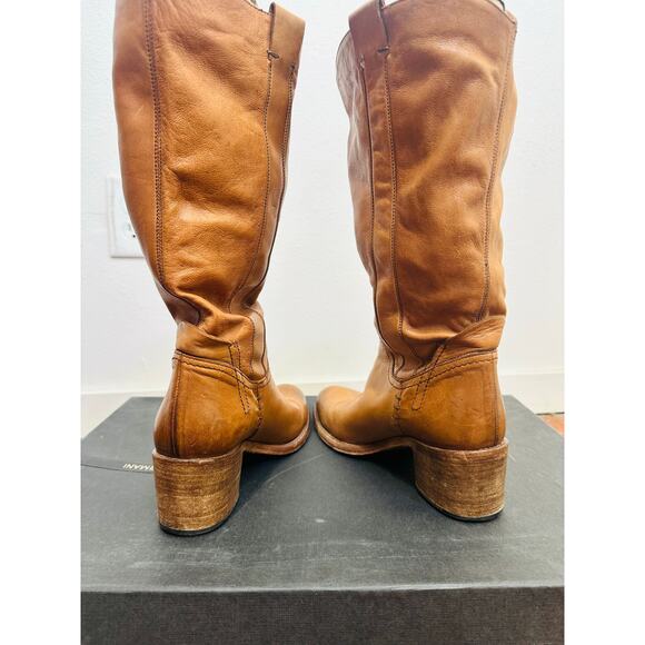 ALBERTO FERMANI Women's Tan Cognac Tall Soft Supple Riding Leather Boots Size 8 - Picture 5 of 8